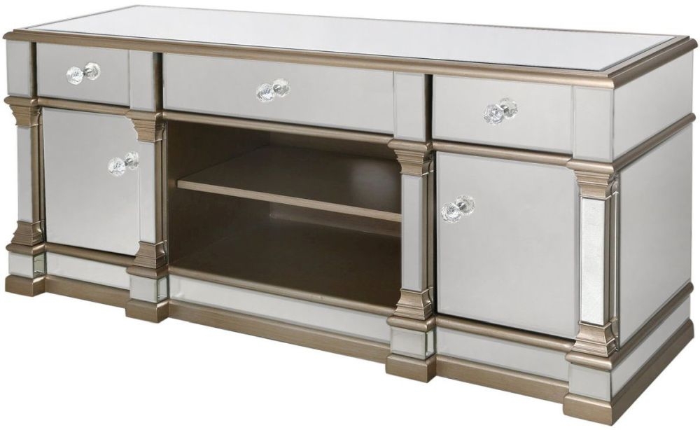 Apollo Champagne Gold Mirrored TV Unit CFS UK