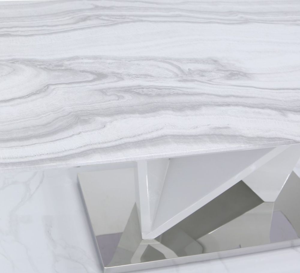 Product photograph of Amara White Marble Effect Dining Table from Choice Furniture Superstore.