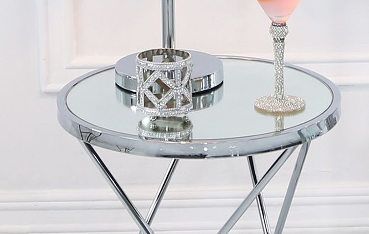 Product photograph of Atom Lamp Table - Glass And Chrome from Choice Furniture Superstore.