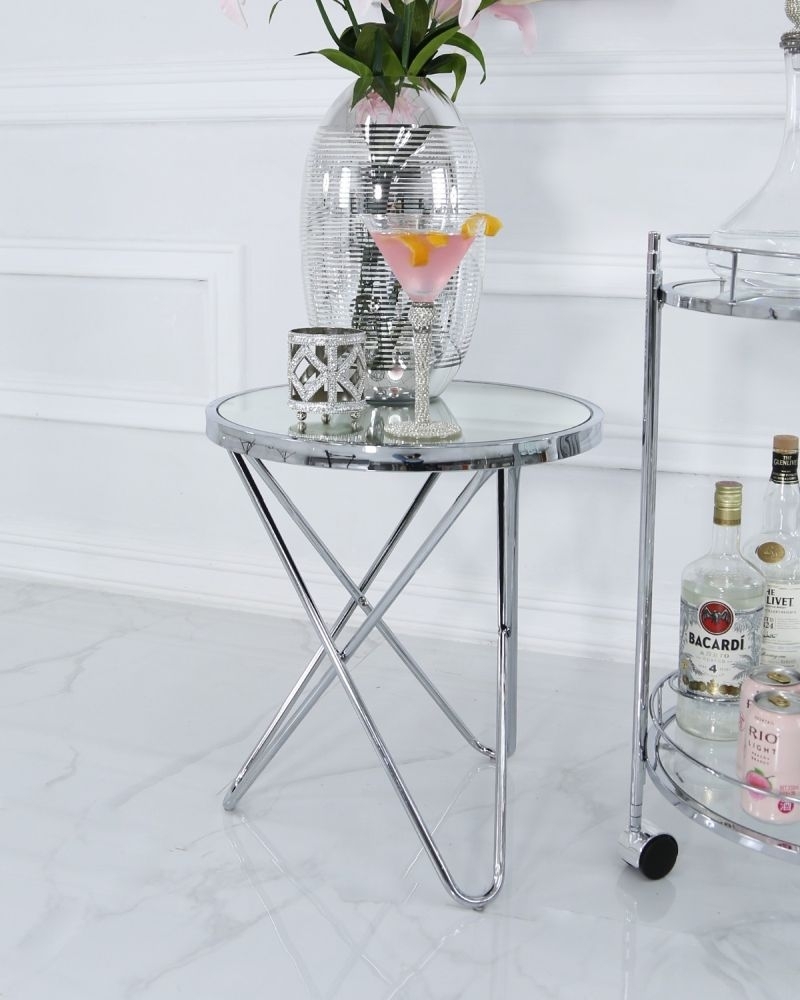 Product photograph of Atom Lamp Table - Glass And Chrome from Choice Furniture Superstore.