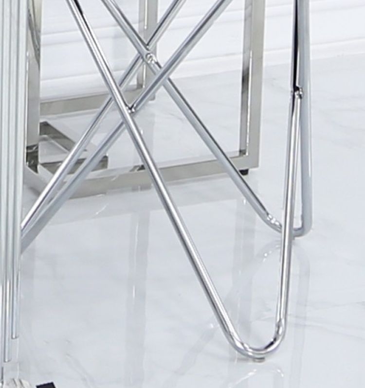 Product photograph of Atom Lamp Table - Black Glass And Chrome from Choice Furniture Superstore.