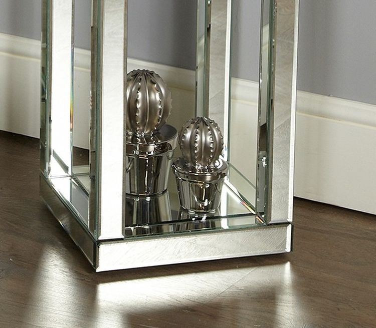 Product photograph of Classic Mirrored Pillar Lamp Table from Choice Furniture Superstore.
