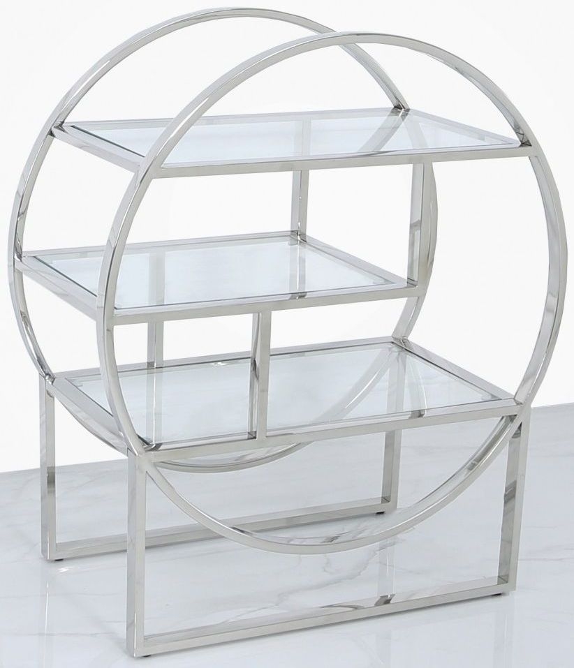 Product photograph of Value Logan Glass And Chrome Shelving Unit from Choice Furniture Superstore.