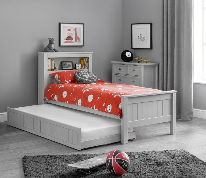 Product photograph of Maine Dove Grey Lacquer Pine Bookcase Bed from Choice Furniture Superstore.