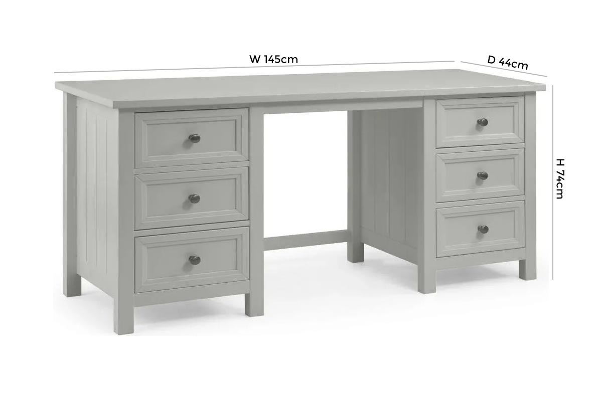 Product photograph of Maine Dove Grey Lacquer Pine 6 Drawer Dressing Table from Choice Furniture Superstore.