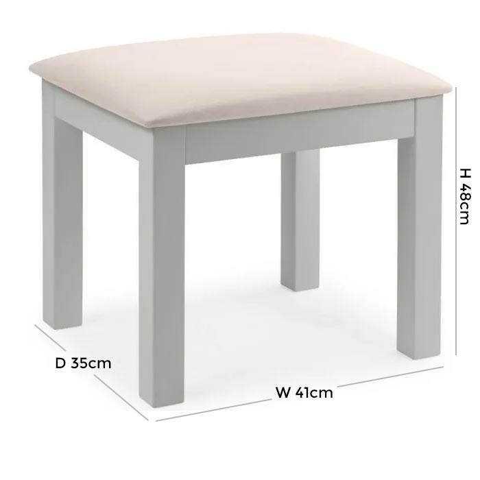 Product photograph of Maine Dove Grey Lacquer Pine Dressing Stool from Choice Furniture Superstore.