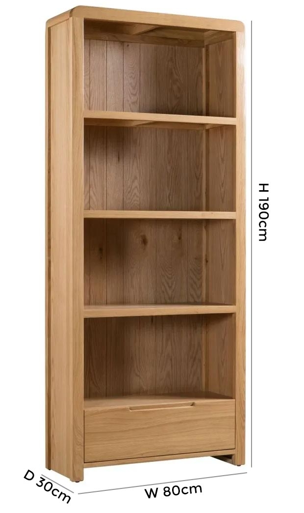 Product photograph of Curve Oak Bookcase from Choice Furniture Superstore.