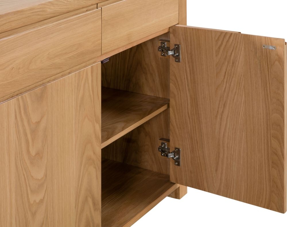 Product photograph of Curve Oak 3 Door Sideboard from Choice Furniture Superstore.