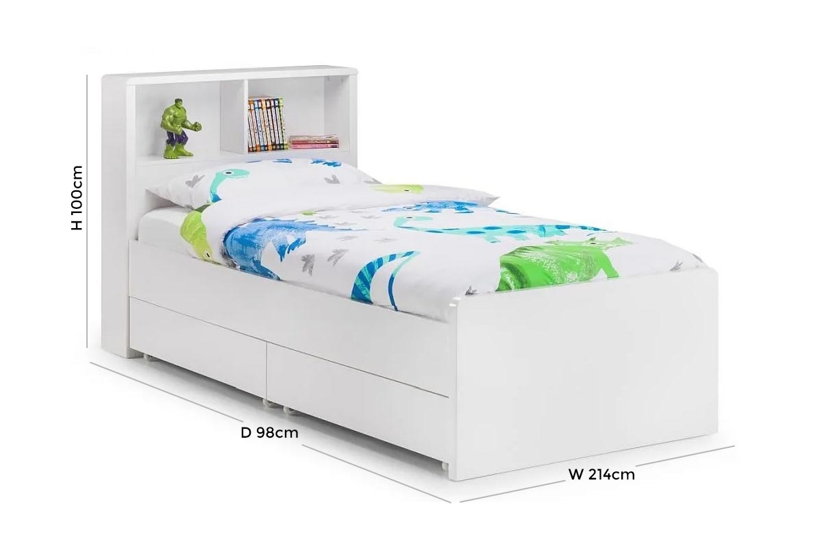 Product photograph of Manhattan White High Gloss Bookcase Bed from Choice Furniture Superstore.