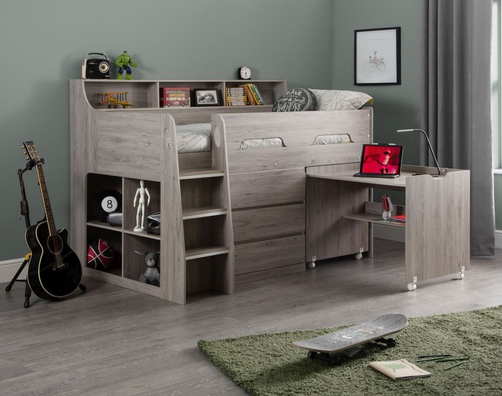 Product photograph of Jupiter Grey Oak Effect Midsleeper Bed from Choice Furniture Superstore.