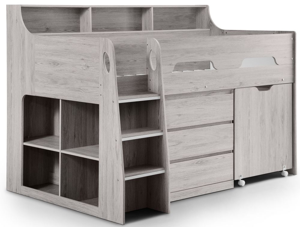 Product photograph of Jupiter Grey Oak Effect Midsleeper Bed from Choice Furniture Superstore.