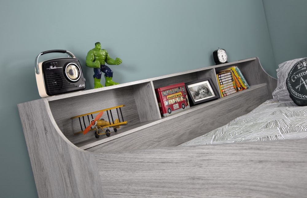 Product photograph of Jupiter Grey Oak Effect Midsleeper Bed from Choice Furniture Superstore.