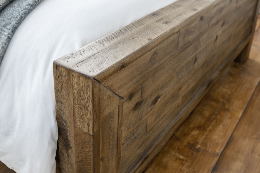Product photograph of Hoxton Rustic Oak Acacia Bed - Comes In Double King And Queen Size Options from Choice Furniture Superstore.