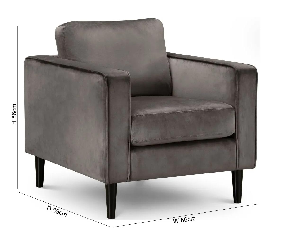 Product photograph of Hayward Grey Velvet Fabric Armchair from Choice Furniture Superstore.