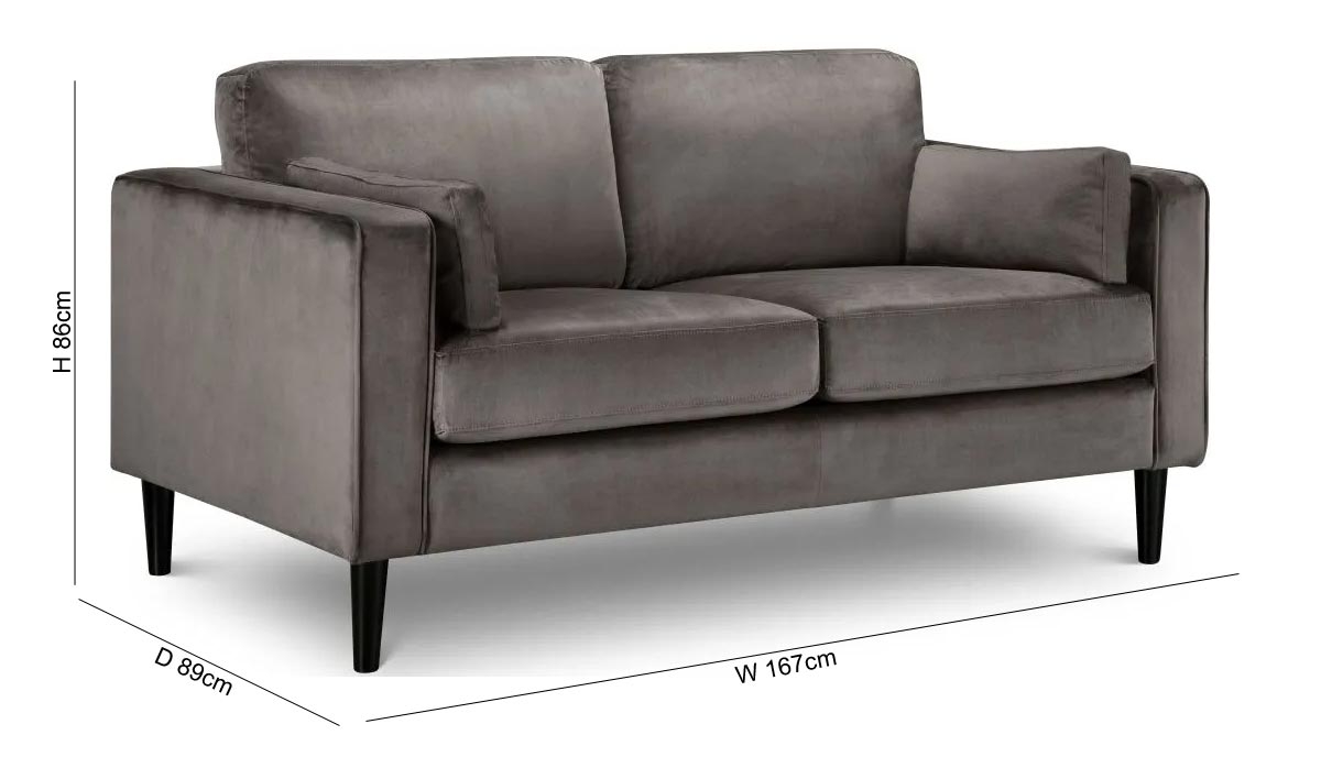 Product photograph of Hayward Grey Velvet Fabric 2 Seater Sofa from Choice Furniture Superstore.