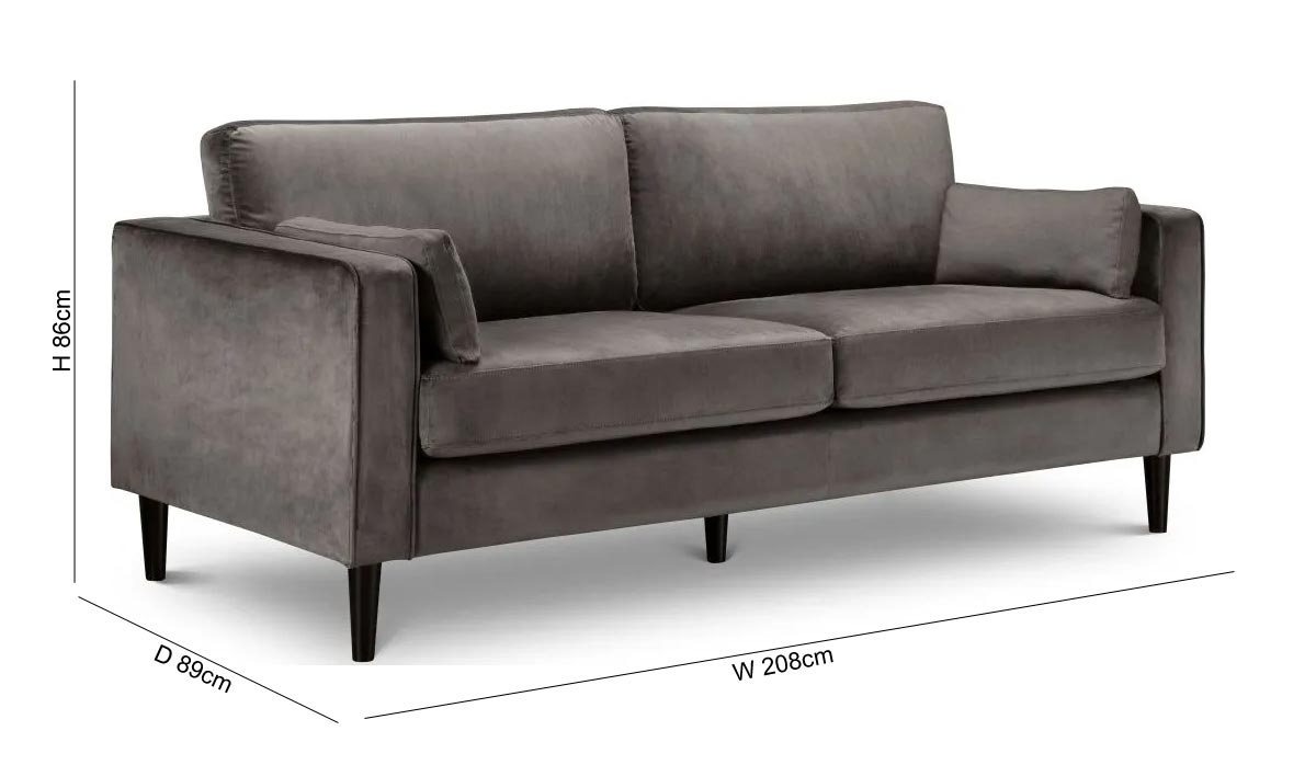 Product photograph of Hayward Grey Velvet 3 Seater Fabric Sofa from Choice Furniture Superstore.