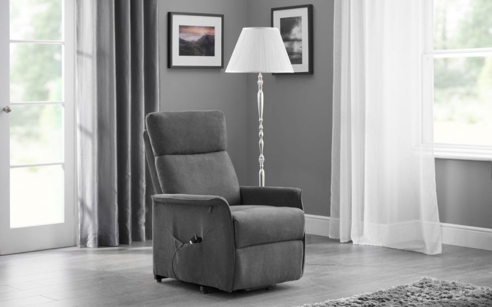 Product photograph of Helena Grey Fabric Recliner Armchair from Choice Furniture Superstore.