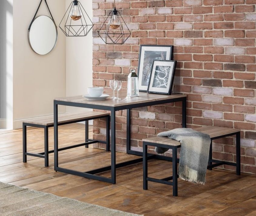 Product photograph of Tribeca Sonoma Oak And Black Metal Dining Table - 4 Seater from Choice Furniture Superstore.