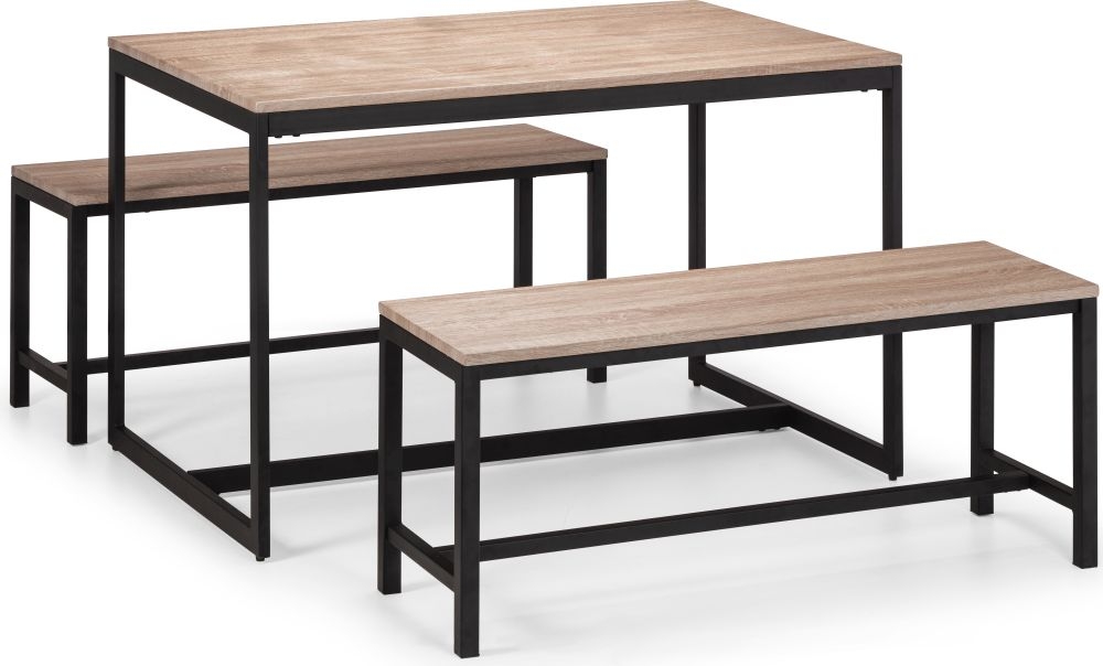 Product photograph of Tribeca Sonoma Oak And Black Metal Dining Table - 4 Seater from Choice Furniture Superstore.