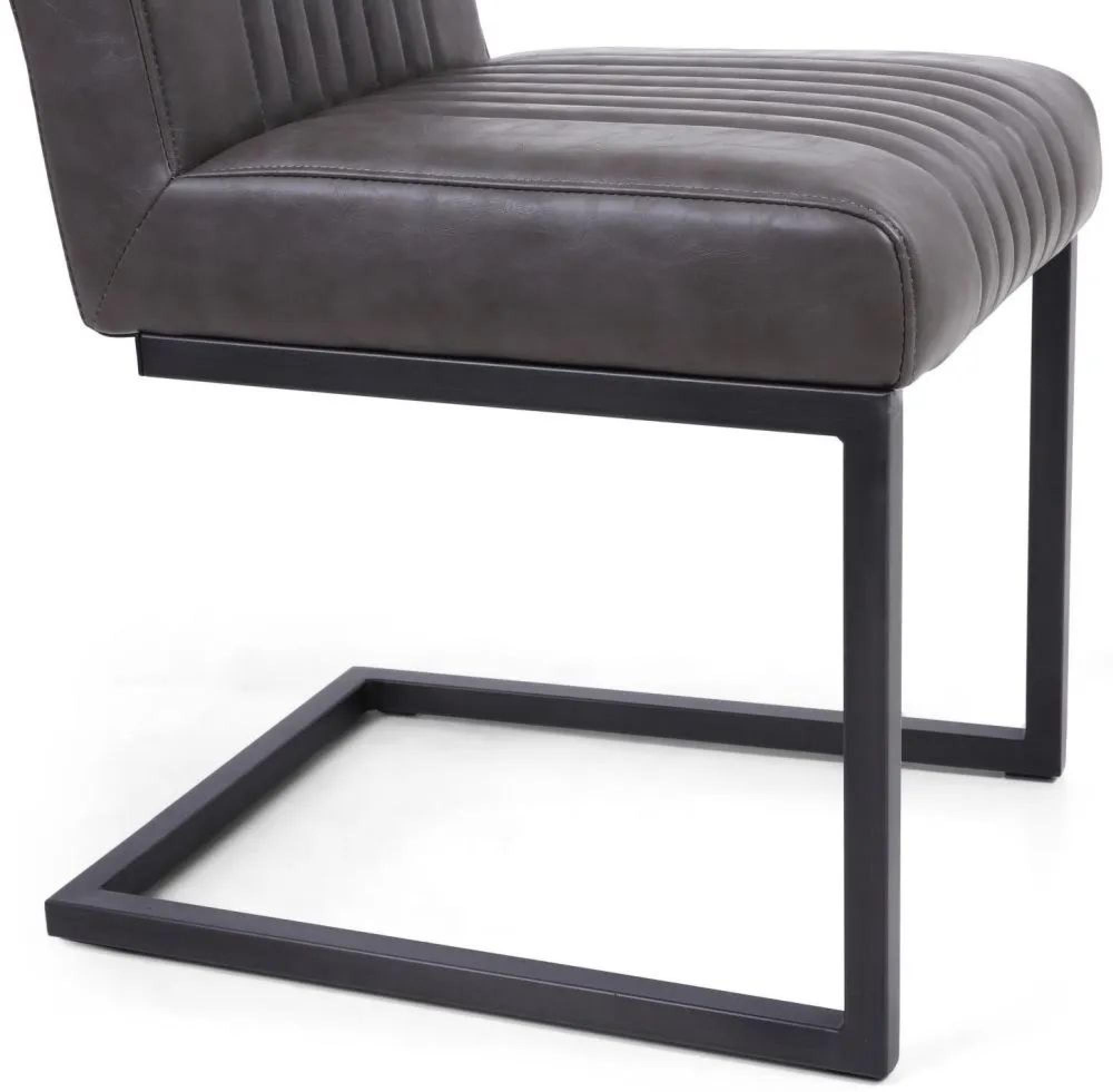 Product photograph of Set Of 2 Archer Grey Leather Cantilever Dining Chair from Choice Furniture Superstore.