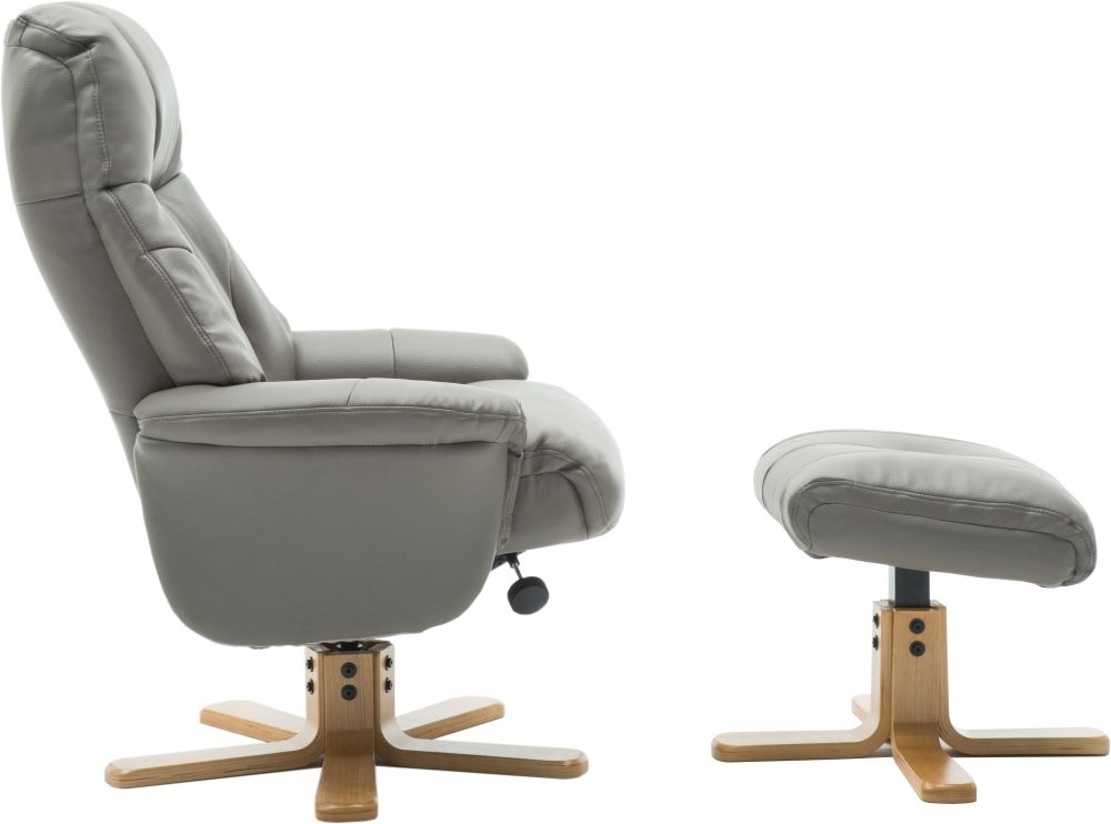 Product photograph of Gfa Dubai Swivel Recliner Chair With Footstool - Grey Plush Fabric from Choice Furniture Superstore.