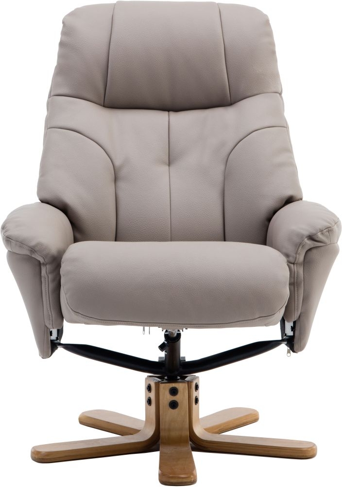 Product photograph of Gfa Dubai Swivel Recliner Chair With Footstool - Pebble Plush Fabric from Choice Furniture Superstore.