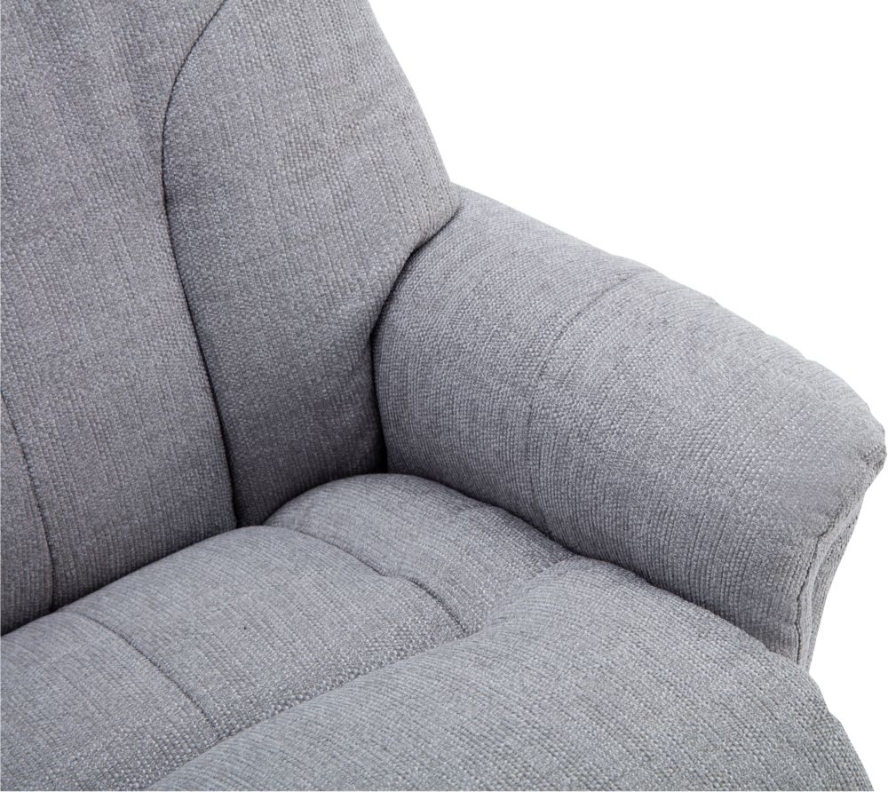Product photograph of Gfa Dubai Swivel Recliner Chair With Footstool - Lisbon Silver Fabric from Choice Furniture Superstore.