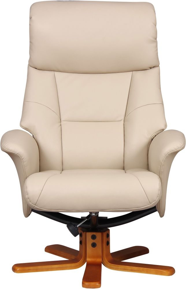 Product photograph of Gfa Marseille Swivel Recliner Chair With Footstool - Cafe Latte Faux Leather from Choice Furniture Superstore.