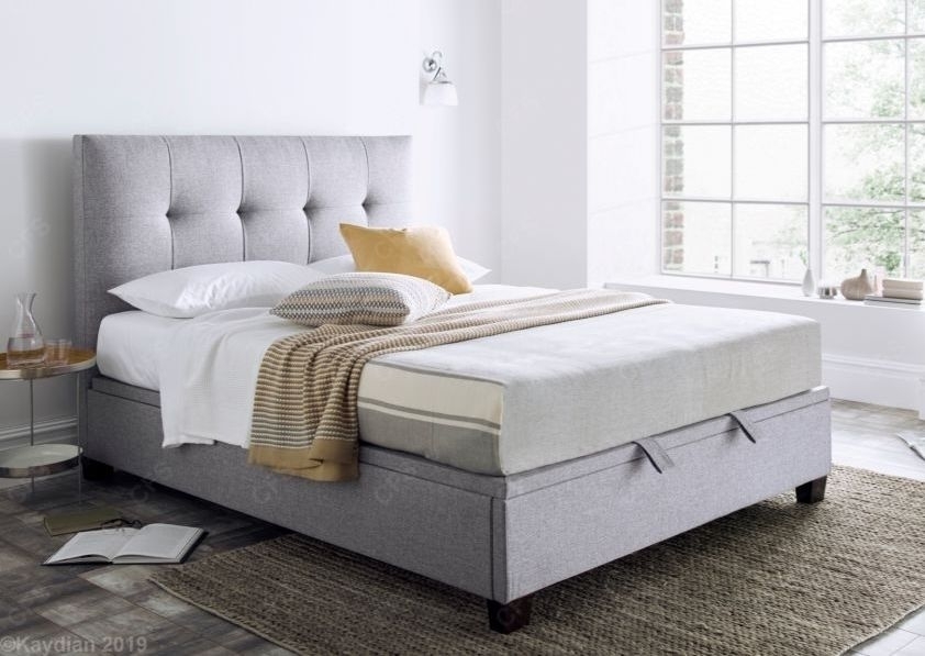 Product photograph of Kaydian Walkworth Ottoman Storage Bed - Marbella Dark Grey Fabric from Choice Furniture Superstore.