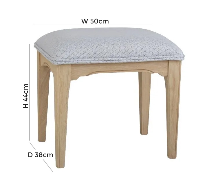 Product photograph of Tch New England Oak Fabric Seat Bedroom Stool from Choice Furniture Superstore.
