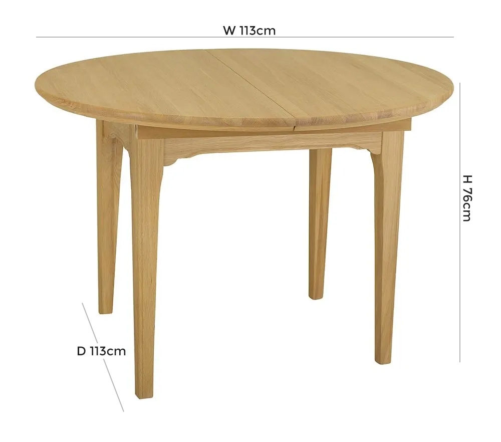Product photograph of Tch New England Oak Round 4 Seater Extending Dining Table from Choice Furniture Superstore.