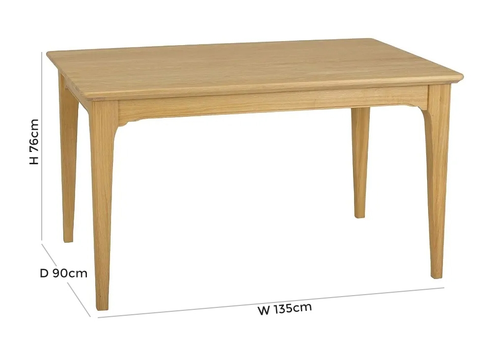 Product photograph of Tch New England Oak Dining Table - 4 Seater from Choice Furniture Superstore.