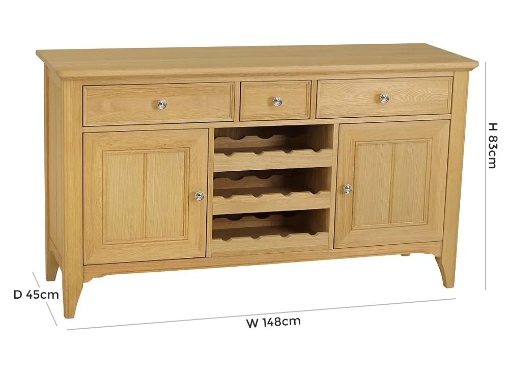 Product photograph of Tch New England Oak Large Sideboard With Wine Rack from Choice Furniture Superstore.