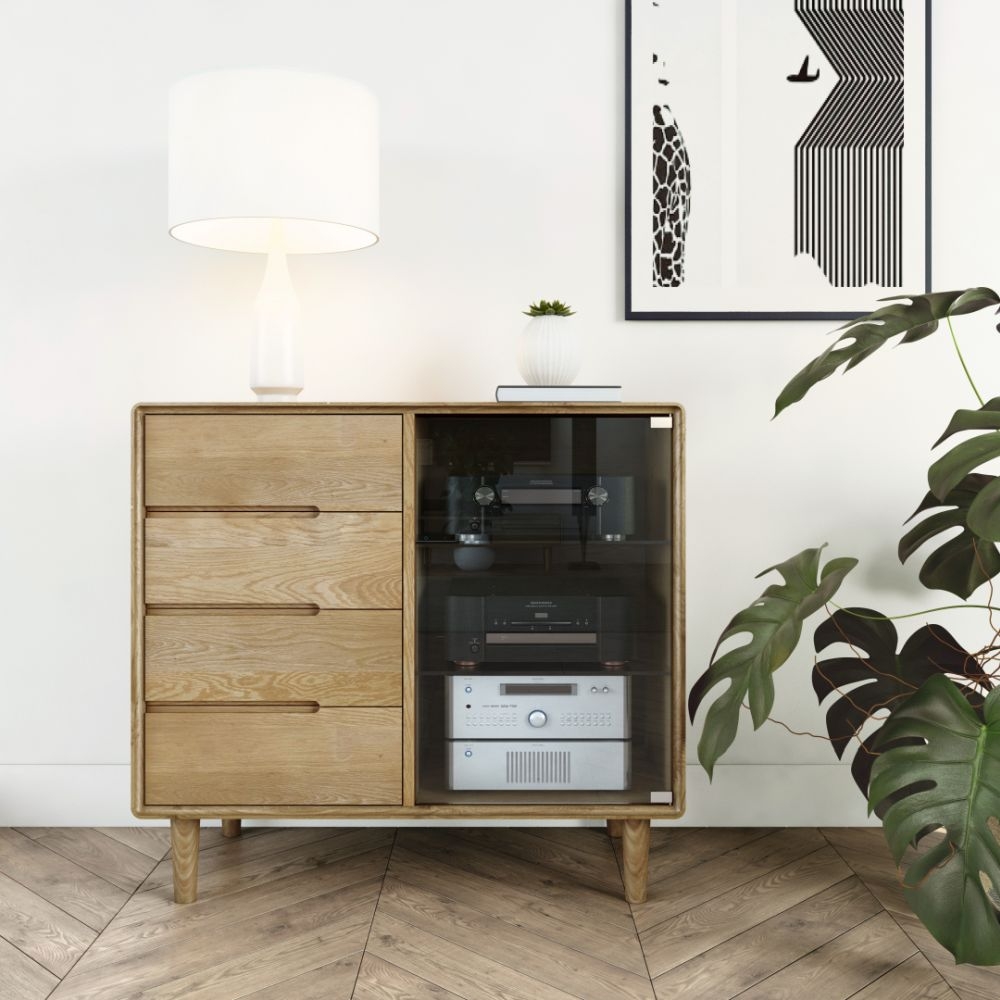 Product photograph of Homestyle Gb Scandic Oak Small Glazed Chest from Choice Furniture Superstore.