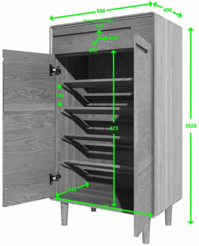 Product photograph of Homestyle Gb Scandic Oak Shoe Cabinet from Choice Furniture Superstore.
