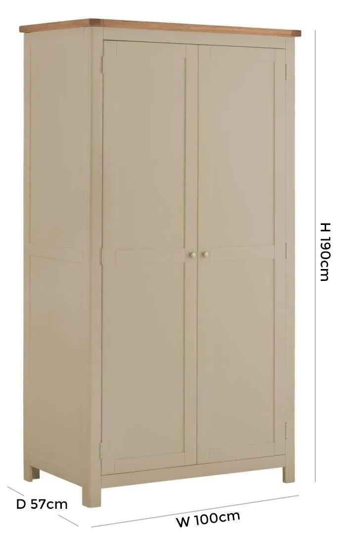 Product photograph of Portland Pebble Painted 2 Door Double Wardrobe from Choice Furniture Superstore.