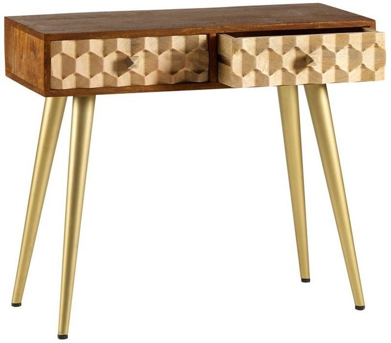 Product photograph of Mango Edison Two Tone Scandinavian Wood Console Table from Choice Furniture Superstore.