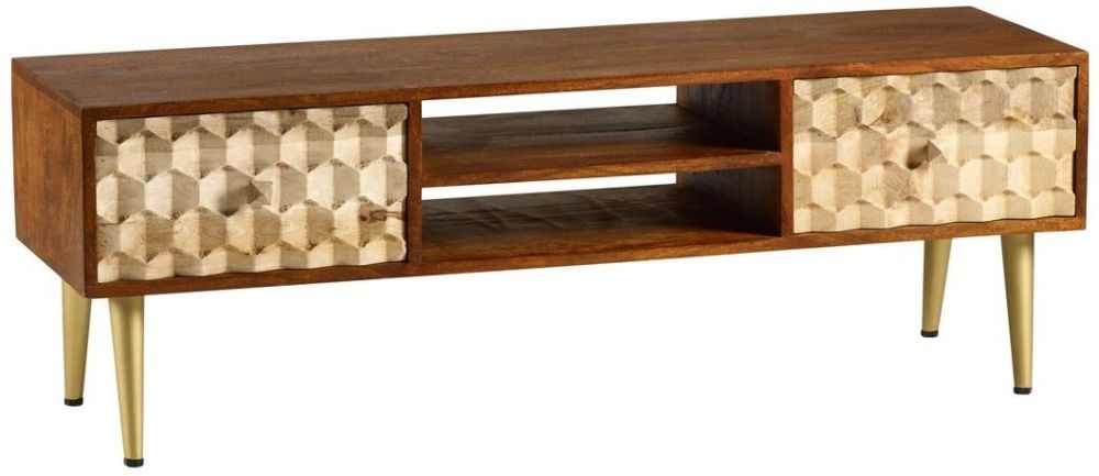 Product photograph of Mango Wood Geomatric 140cm Tv Unit from Choice Furniture Superstore.