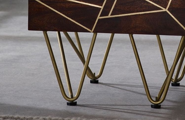 Product photograph of Mango Dark Gold Solid Wood 2 Drawer Side Table from Choice Furniture Superstore.