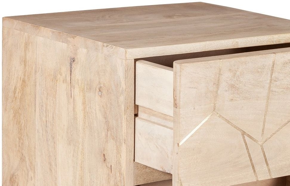 Product photograph of Mango Light Natural Solid Wood 2 Drawer Side Table from Choice Furniture Superstore.