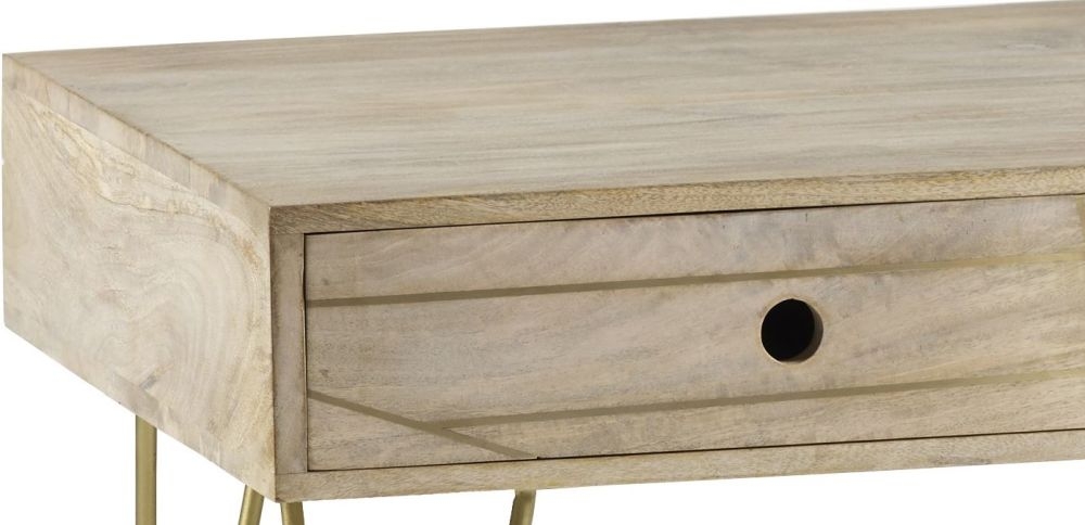 Product photograph of Mango Light Gold 1 Drawer Rectangular Coffee Table from Choice Furniture Superstore.