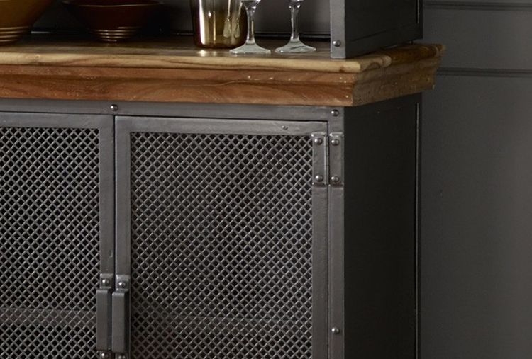 Product photograph of Metropolis Gun Metal 2 Door Industrial Small Sideboard from Choice Furniture Superstore.