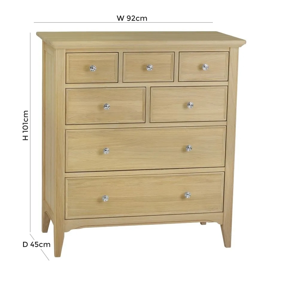 Product photograph of Tch New England Oak 7 Drawer Chest from Choice Furniture Superstore.