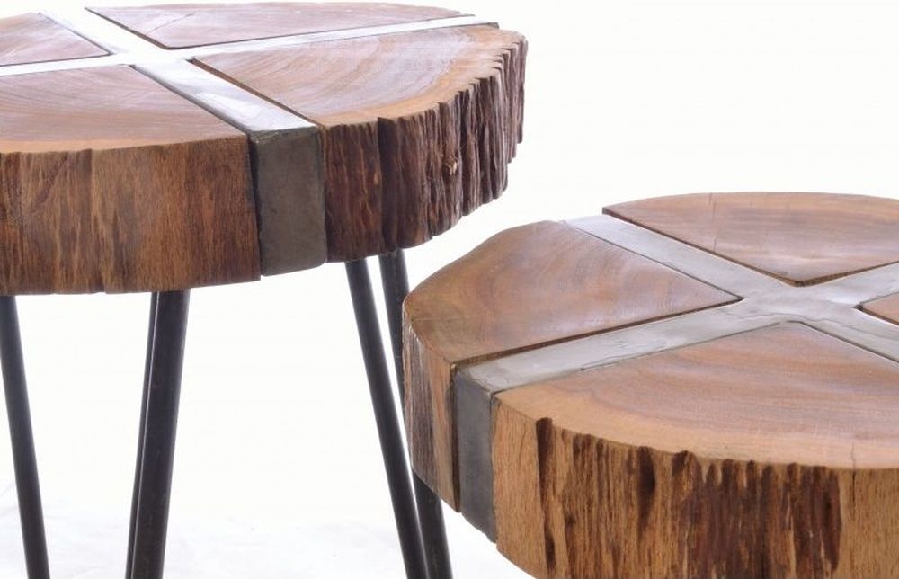 Product photograph of Old Empire Acacia Wood Freeform Nest Of Tables from Choice Furniture Superstore.