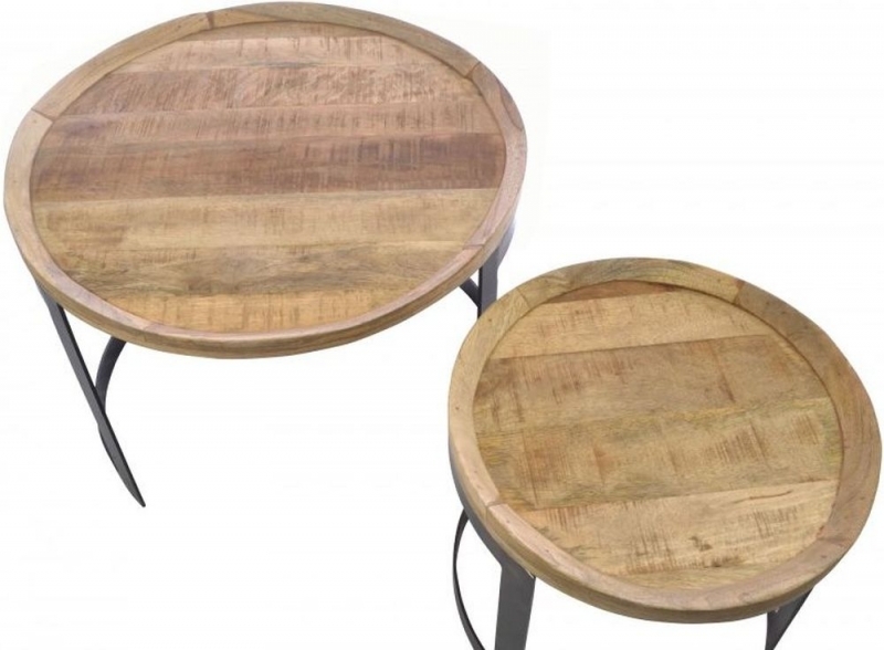 Product photograph of Old Empire Mango Wood Round Nest Of Tables from Choice Furniture Superstore.