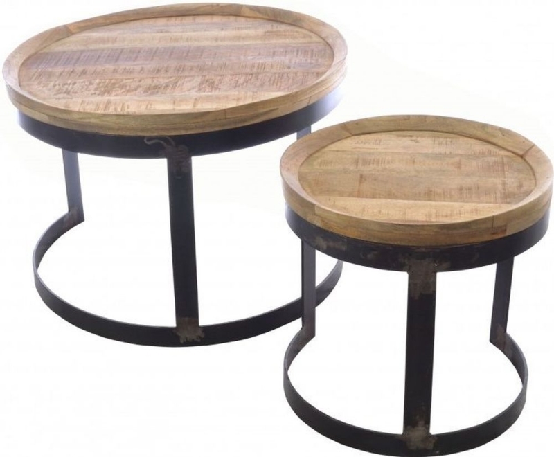 Product photograph of Old Empire Mango Wood Round Nest Of Tables from Choice Furniture Superstore.