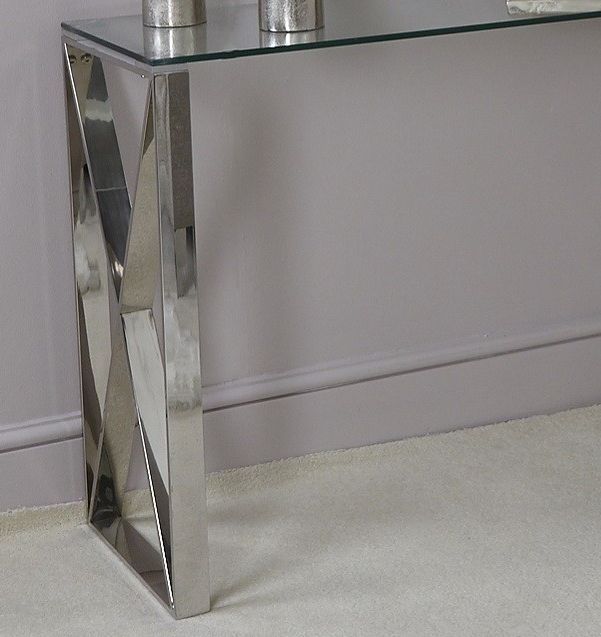 Product photograph of Value Zenith Glass And Chrome Console Table from Choice Furniture Superstore.