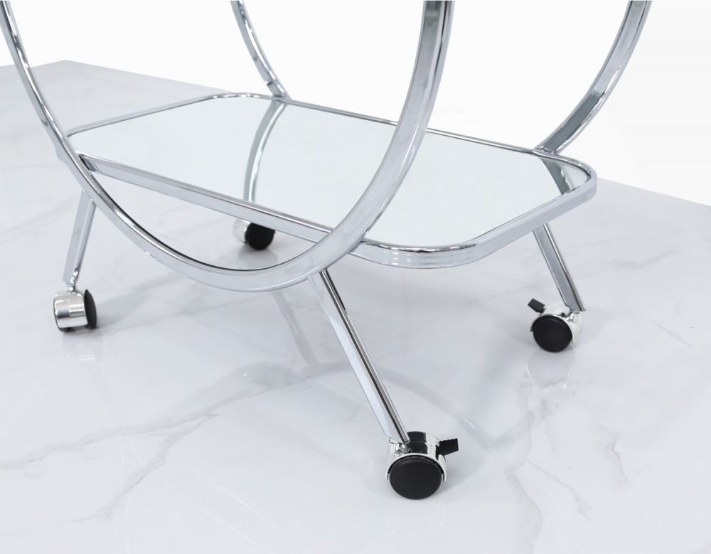 Product photograph of Harry Mirrored And Chrome Drinks Trolley from Choice Furniture Superstore.
