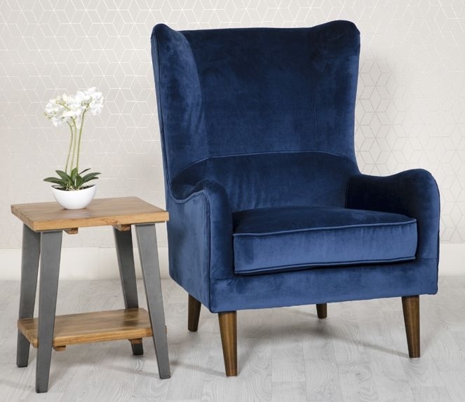 Product photograph of Freya Blue Fabric Winged Back Accent Chair from Choice Furniture Superstore.