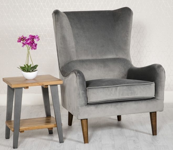Product photograph of Freya Grey Fabric Winged Back Accent Chair from Choice Furniture Superstore.